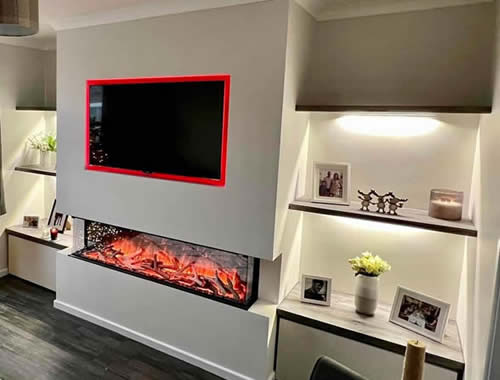 fire and tv intergration in a media wall Blackburn